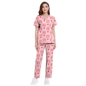 Conjunto de uniforme de enfermería con cuello en V de LICRA de poliéster de verano de alta calidad Unisex - Product Image 4