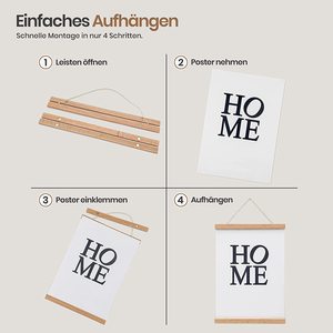 Barre d'affichage Offre Spéciale de qualité supérieure en bois de chêne A3 30 cm barre d'image magnétique en bois véritable avec bracelet en cuir facile à raccrocher - Product Image 4