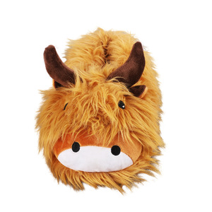 Femme Femmes Femmes Dames Hommes Hommes Fluffy Furry Plush Highland Cow Indoor Home Stuffed Anti-slip Slippers Boots Customization - Product Image 1