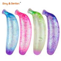 Jouets sensoriels anti-stress en forme de banane, transparents et scintillants, pour soulager l'anxiété des enfants, cadeaux en vrac pour fêtes