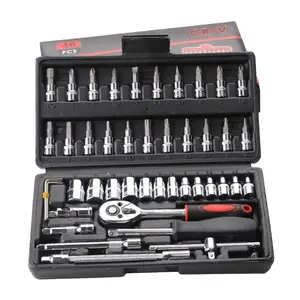 Groothandel 46Pc Auto Ratelsleutel Set 1/4 "Socket Torx Schroevendraaier Bit Extension