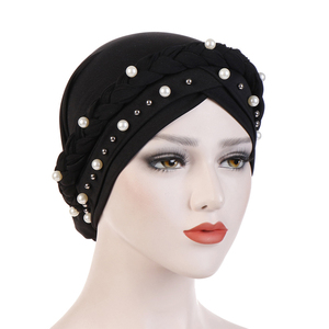 All'ingrosso moda perle Chiffon Hijab velo treccia nodo donne <span class=keywords><strong>musulmano</strong></span> cappelli turbante Hijab - Product Image 3