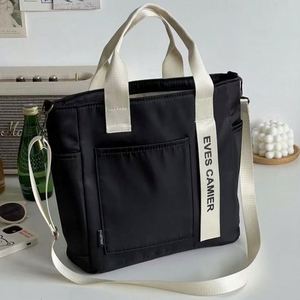 Sac fourre-tout élégant et imperméable en toile, nouveau design, simple, polyvalent, à porter à l'épaule, en nylon, pour l'école, les livres, le déjeuner, été, automne - Product Image 3