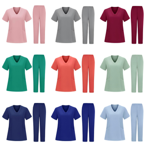 Women Breathable Workwear Nursing medical <b>scrubs</b> <b>uniform</b> <b>Scrub</b> Sets V Neck Solid Hospital <b>Uniforms</b> Pants Comfortable - Product Image 1