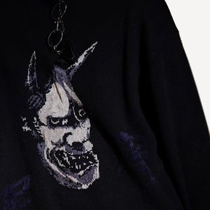 Custom Logo Men's Winter Sweater with Jacquard Crew Neck Pullover Oversized Knit <b>Top</b> Long Sleeves <b>Halloween</b> Pattern Decoration - Product Image 5