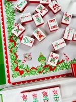 2026 Amerikanisches Mahjong-Set Großhandel 160 Steine Weihnachts-Feiertagsmotiv Rotes Acryl Individuelles Logo Versandfertig Schneller Versand Geschenk