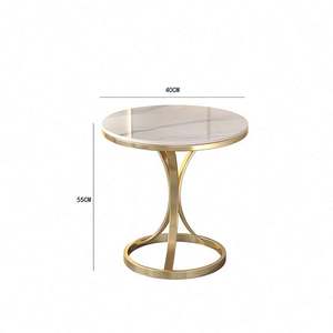 โต๊ะกาแฟสไตล์นอร์ดิกโมเดิร์นเรียบง่าย ชุดโต๊ะข้างโลหะหรูหราเบาๆ พร้อมท็อปหิน ขนาดเล็ก - Product Image 6