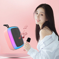 Nouvelle mini enceinte karaoké BT 5.3 avec 1 microphone et lumière LED clignotante pour home cinéma