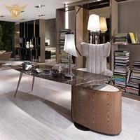 Bureau de direction avec tiroirs réglables, style luxe léger, en MDF et marbre, pour PDG, directeur, usage professionnel ou à domicile