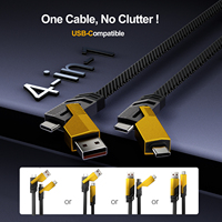 Cable USB 4 en 1, 60W PD USB-C a USB-C, Carga Rápida, Cable Trenzado de Aleación de Zinc, USB-A a USB-C 15W para Laptop, Teléfono, Tablet