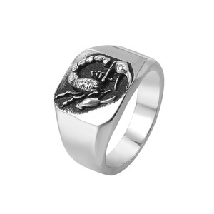 Cincin Perhiasan Fashion Klasik Punk Ukiran Kalajengking Cincin Signet Hewan Bahan Stainless Steel untuk Pria Hadiah Ukuran 7-13 - Product Image 6
