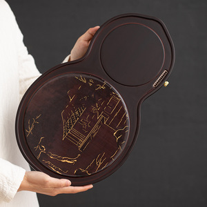 Bamboo Wood Color Changing <b>Tea</b> <b>Tray</b> Irregular Shape Landscape Painting Heat Resistant Kung Fu <b>Tea</b> Table Drainage <b>Tray</b> - Product Image 3