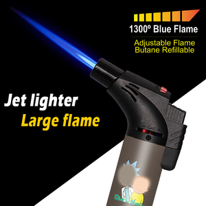 Nuevos logotipos personalizados Odm Fancy Gas Jet Single Blue Flame Encendedor Cigarette Cool Windproof Smoking Torch Encendedores - Product Image 4