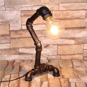 European Retro Industrial Design <strong>Table</strong> <strong>Lamp</strong> Iron Art Bronze with Water Pipe <strong>for</strong> Cafe Bedroom E14 Ac Power Supply Metal <strong>Shade</strong> - Product Image 2