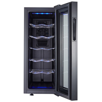 Armoire à vin à refroidissement silencieux 33L Petit réfrigérateur à vin autoportant d'une capacité de 12 bouteilles