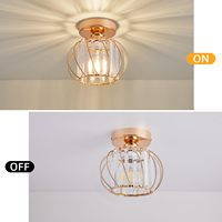 Lustre en cristal industriel plafonnier semi-encastré, plafonnier de couloir à cadre en fer pour couloir salle de bain cuisine