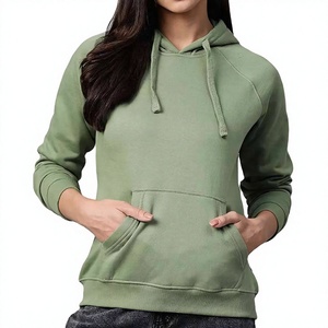 เสื้อฮู้ดสีเขียวเซจสำหรับผู้หญิง ผ้าฝ้ายถัก 100% สวมใส่สบาย แขนยาว มีกระเป๋า ระบายอากาศได้ดี เหมาะสำหรับใส่ในฤดูใบไม้ร่วง - Product Image 3