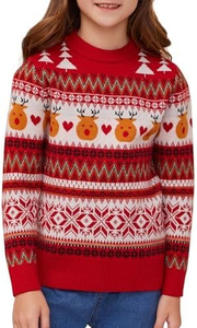 Custom Manufacturer Jacquard Red Knitted Style Thick Oversize Pullover Knitwear Sweater <strong>Christmas</strong> <strong>Jumper</strong> <strong>Girls</strong> Sweater - Product Image 2