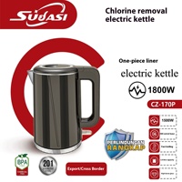 Ketel Listrik Stainless Steel 1L Dua Lapis 110 Volt Mini Portabel Kontrol Suhu Pemanasan Cepat untuk Penggunaan Rumah Tangga