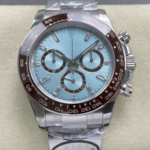 Reloj Mecánico de Buceo de Lujo de la Mejor Calidad, 40 mm, Fábrica UFO, Acero 904L, Movimiento ETA 4131, 126506, Cronógrafo, Diamantes Azules Hielo - Product Image 1