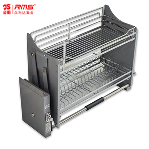 Panier de rangement relevable pour armoire de <span class=keywords><strong>cuisine</strong></span>, avec fermeture amortie, égouttoir à vaisselle extractible, organisateur de placard robuste - Product Image 1