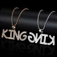 Hip Hop Nom Personnalisé Plaqué Or Laiton Micro Pave Brillant Carré Zircon Lettre Initiale Pendentif Collier Bijoux pour Rappeur Homme