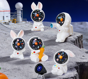 Lot de figurines miniatures en résine 3D mignonnes (lapin spatial, astronaute, fusée, OVNI, télescope) pour jardin féerique, maison de poupée et décoration de cupcakes DIY - Product Image 5