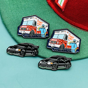 Metal Enamel Cartoon Car Shaped Badges Pins 12 Mm Standard Spring Pin Brooch For Hats Clothing Accessories - Product Image 2