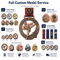 Medaglie Personalizzate in Metallo con Incisione 3D per Karate, Sport, Gare, Lotta, Wukf, Taekwondo, Judo, Jiu Jitsu, Oro, Argento, Bronzo