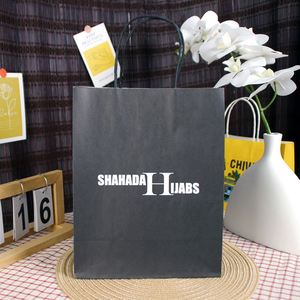 Wholesale Reusable Food Cake Shopping Custom Recycled Kraft Paper Bags with Kraft Handle Black/<b>Brown</b>/White Options Your Own Logo - Product Image 1