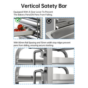 Heavybao रसोई उपकरण OEM स्टेनलेस स्टील रोटी पैन कूलर बेकरी ट्रे रैक ट्राली खाद्य 40*60 पाक ओवन ट्रे ट्राली - Product Image 2