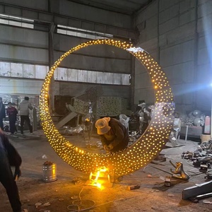 Ornements décoratifs de grande sculpture abstraite extérieure en paysage immobilier d'acier inoxydable faits sur commande - Product Image 3