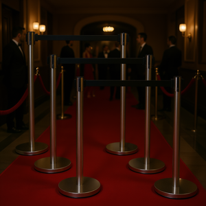 Postes Retráctiles Plateados, Paquete de 6, Barreras para Eventos, Control de Multitudes, Teatros, Hoteles, Oficinas de Boletos, Soportes para Pancartas, Modelo Resistente - Product Image 2