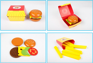 Los niños de simulación de madera familia comida de cocina conjunto de Hamburgo papas fritas francés cola conjunto de juguete - Product Image 4