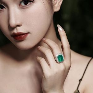 Dylam High End Collection 925 Sterling <b>Silver</b> Women Wedding Engagement Bridal 5A Zirconia <b>Emerald</b> Green Eternity <b>Rings</b> - Product Image 2