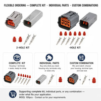 Konektor Otomotif Tahan Air Seri 6195 2-Pin PA66/PBT Kit Housing Terminal Seal Fuel Injector Sensor Plug