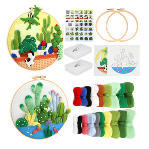 DIY Wool Needle Felting Starter <b>Kit</b> with Picture <b>Frame</b> Felt Cloth and Instructions for Home Decoration - Product Image 5