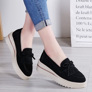 Chaussures décontractées à semelle épaisse pour femme, grandes tailles, bout rond, avec nœud à pampilles, chaussures plates tendance pour femme - Product Image 2