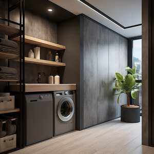 Meuble de rangement de buanderie personnalisé de style moderne série de surfaces en bois plaqué - Product Image 2