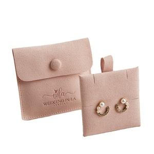 Custom Logo Microfiber Jewelry Packaging Pouches Jewelry <b>Card</b> Pouches Set with Button - Product Image 1