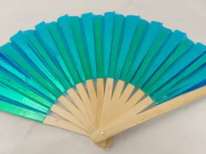 Kung Fu Folding Fan Craft Gifts Stage Performance Dance Party Photography Props Fan Pvc Laser Film Bamboo Fan