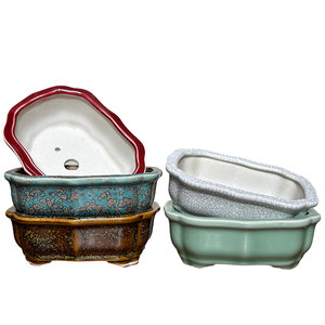 Pots de jardin en céramique <span class=keywords><strong>Yixing</strong></span> pour bonsaï, vente en gros, pratiques, en forme de fleur, finition émaillée, pour plantes d'intérieur, <span class=keywords><strong>pot</strong></span> de culture à domicile - Product Image 4