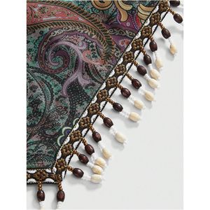 FOXA Women's Boho Fringe Tube <b>Top</b> Paisley Print Retro Bandeau <b>Crop</b> <b>Top</b> Concert Outfit Woven <b>Tassel</b> Decoration - Product Image 4