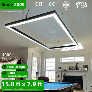 Modern <strong>Hanging</strong> LED Long Square Linear Lamp Iron Black Pool &amp; Snooker Table Light 9ft 5000K 180 Beam Switch Control - Product Image 1