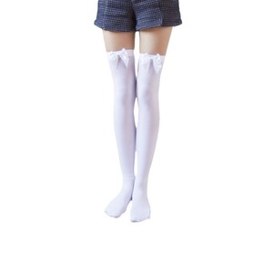White Bow Knee Socks Black And White Cosplay Women Spandex Acrylic Daily Game Anime Role Playing - Product Image 4