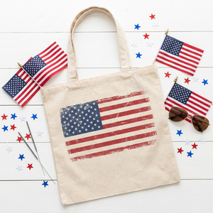 Borsa Tote Personalizzata in Cotone 100% Resistente con Stampa Bandiera <span class=keywords><strong>USA</strong></span> a Stelle, Ecologica e Riutilizzabile, con Logo per il Giorno dell'Indipendenza - Product Image 3