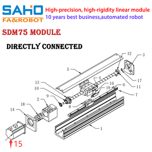 Sdm75 mô-đun tuyến tính với đột quỵ tối đa 1050mm 1 mét/giây Tốc độ tối đa 15 ~ 25kg Tải Thiết bị truyền động tuyến tính cho mô-đun trượt vít - Product Image 6