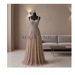 Elegante Vestido de Noche de Georgette para Mujer con Pedrería, Ideal para Recepciones Nupciales y Compromisos - Product Image 1