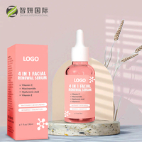 Marque privée Acide hyaluronique liquide original végétalien Nicotinamide Vitamine C Vitamine E 4 en 1 Sérum pour le visage