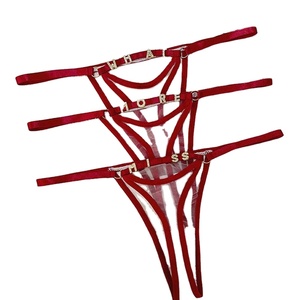Perizoma con perizoma perizoma alla moda individualità strass da donna intimo lucido mutandine da donna personalizzate con logo lettera - Product Image 1